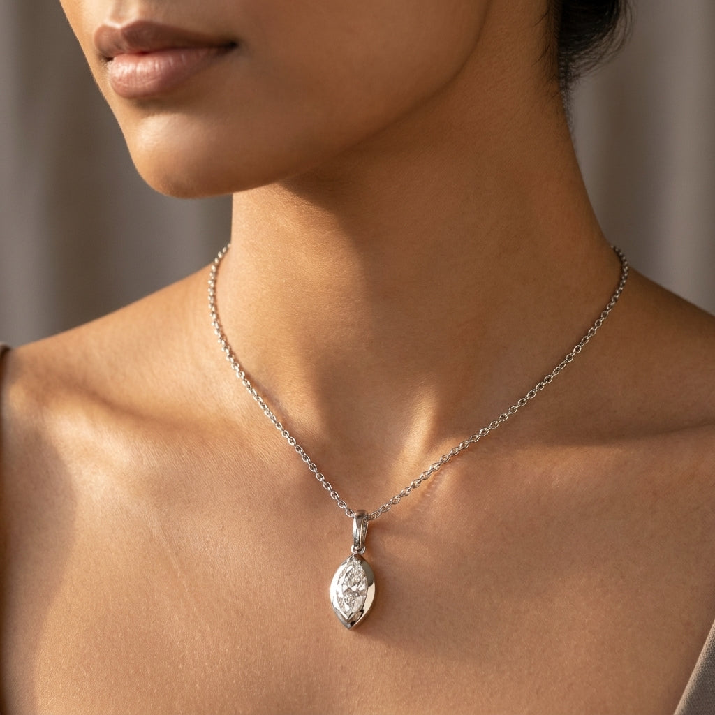 Meiara AI Lifestyle — Lume Marquise Bezel Illusion Pendant