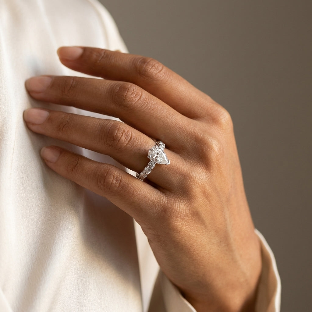 Meiara AI Lifestyle — Eve Pear Radiant Firecrest Engagement Ring