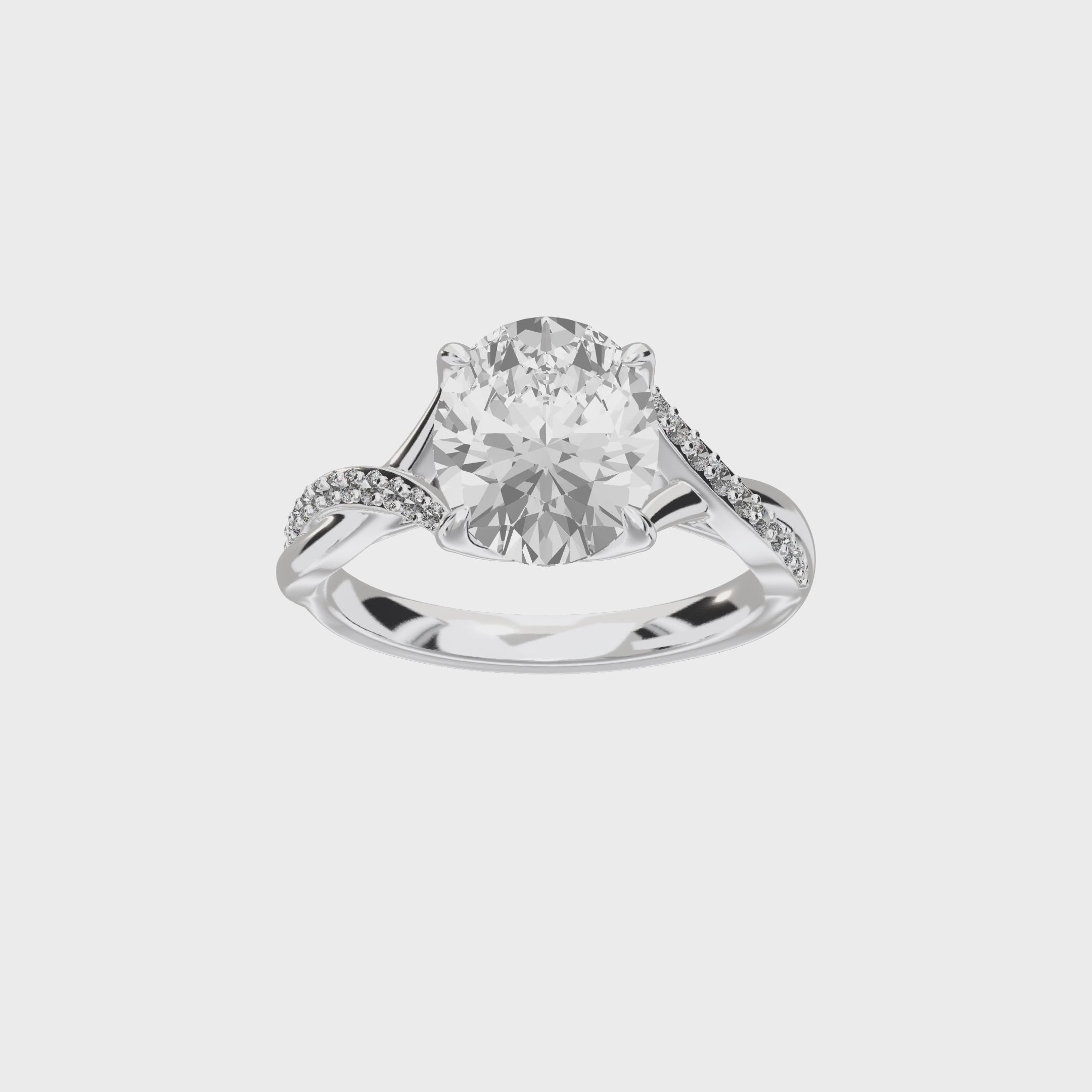 Eve Oval Twisted Side-Stone Engagement Ring — 360 view