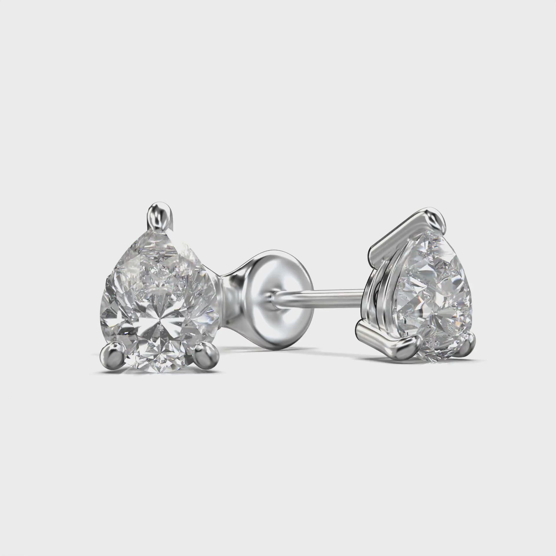 Meiara Eve Pear Radiant Three-Prong Martini Stud in 925 sterling silver