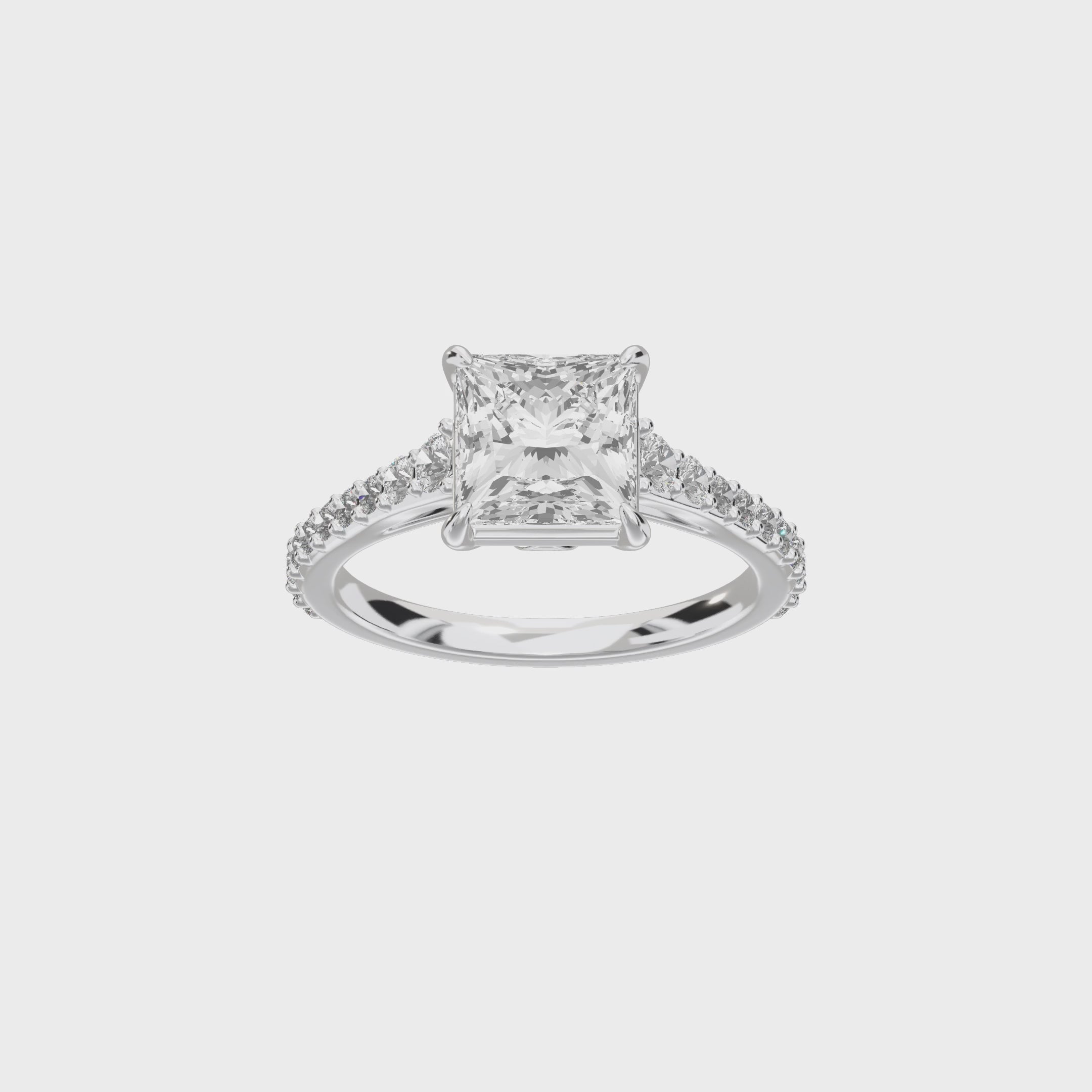 Eve Princess Graduated Side-Stone Engagement Ring — 360 spin
