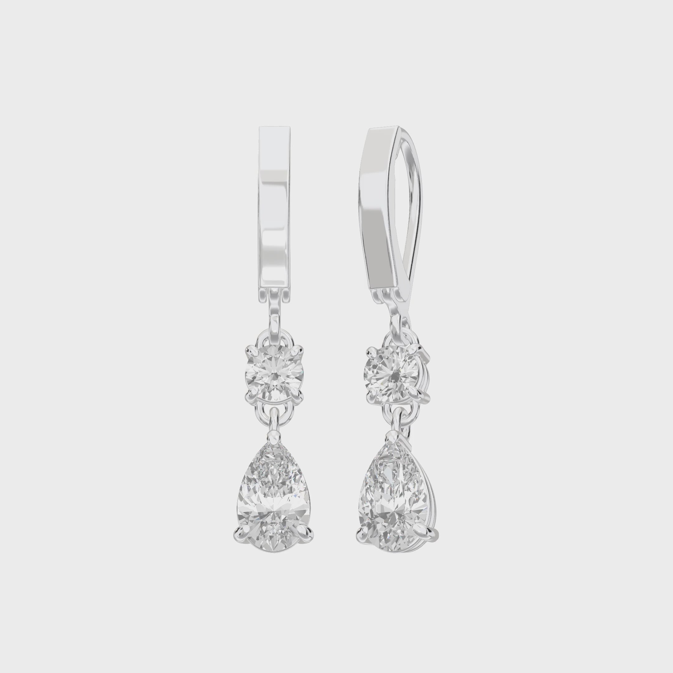 Aria Two Stone Classic Lback Drop Earrings — 360 view