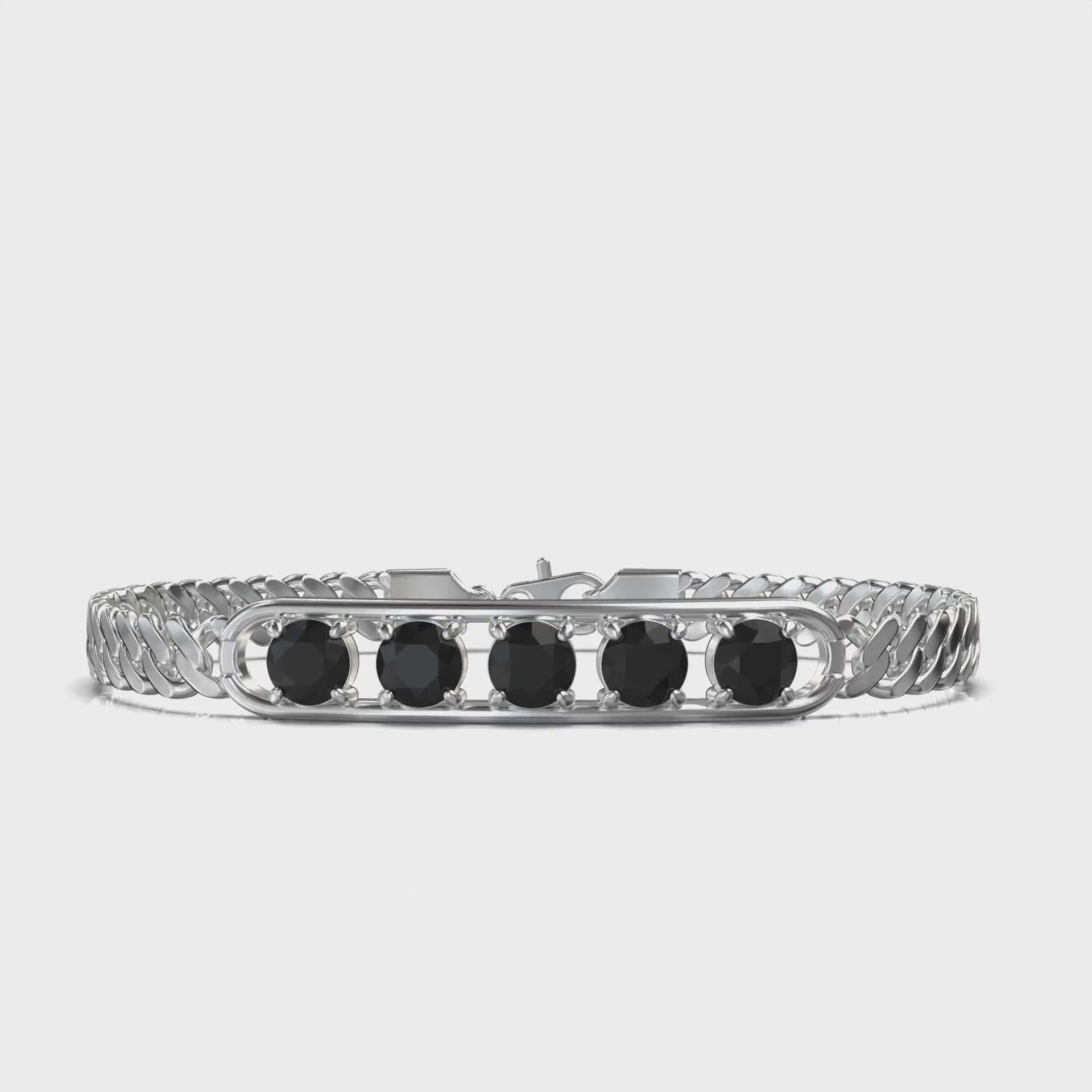 Onyx Black Moissanite ID Bracelet — 360 view