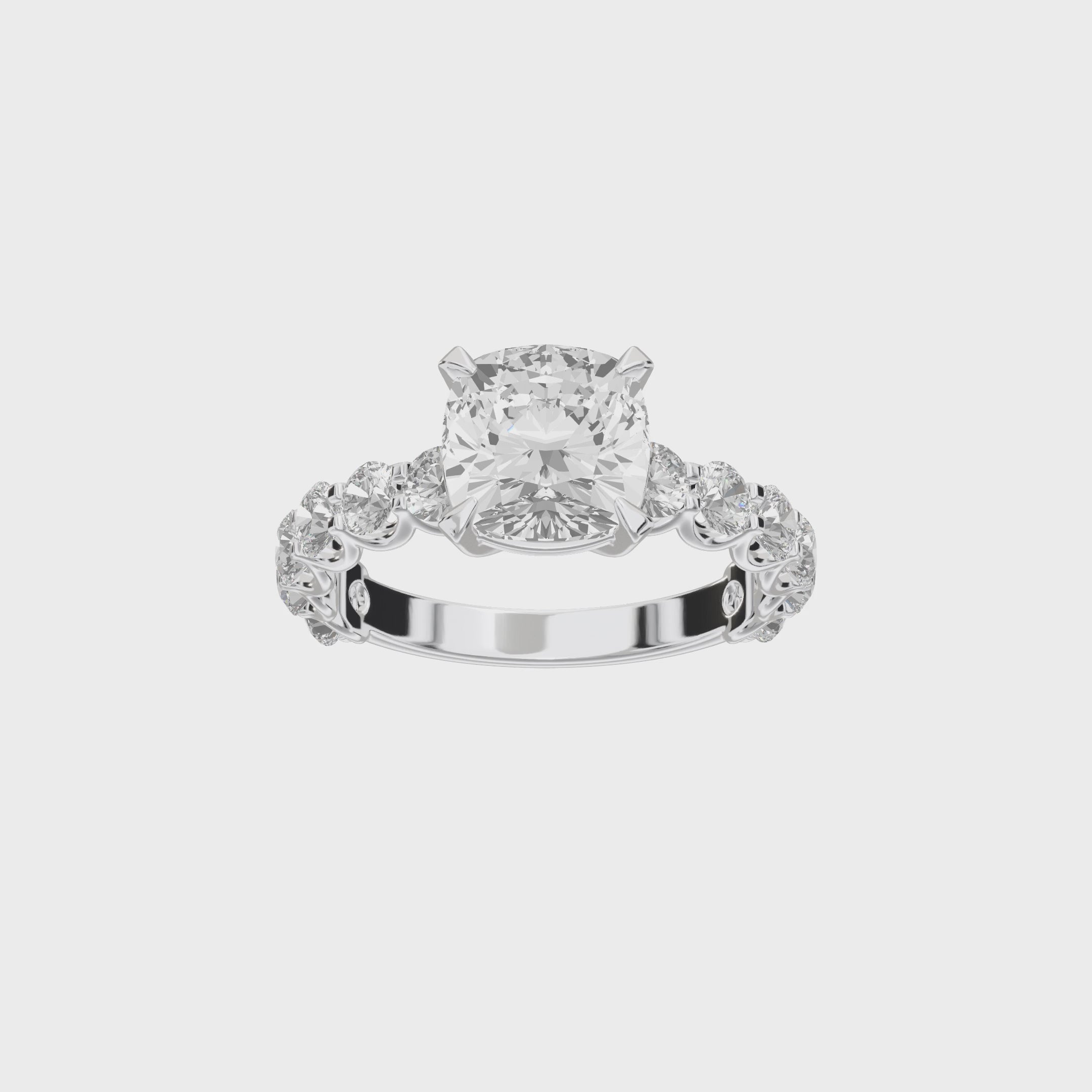 Eve Cushion Radiant Firecrest Engagement Ring — 360 spin