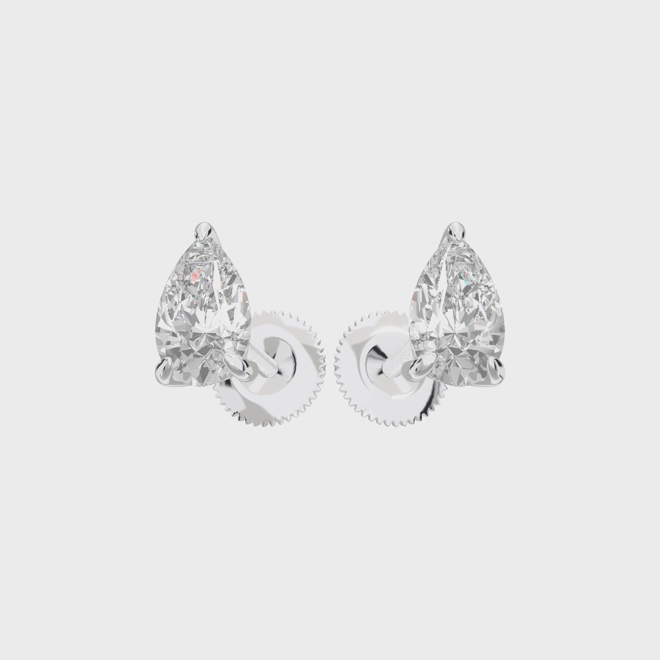 Eve Pear Radiant Three-Prong Martini Stud — 360 view 1 ct