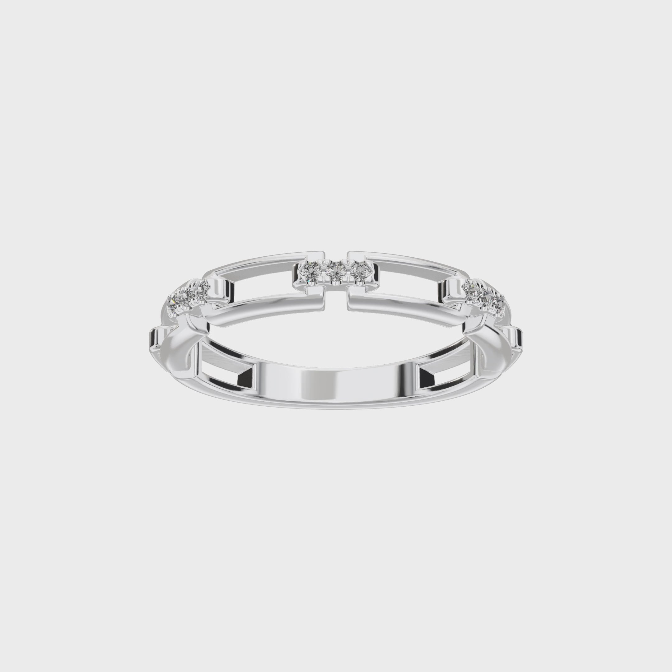 Eve Rectangle Chain Stacking Ring — 360 spin