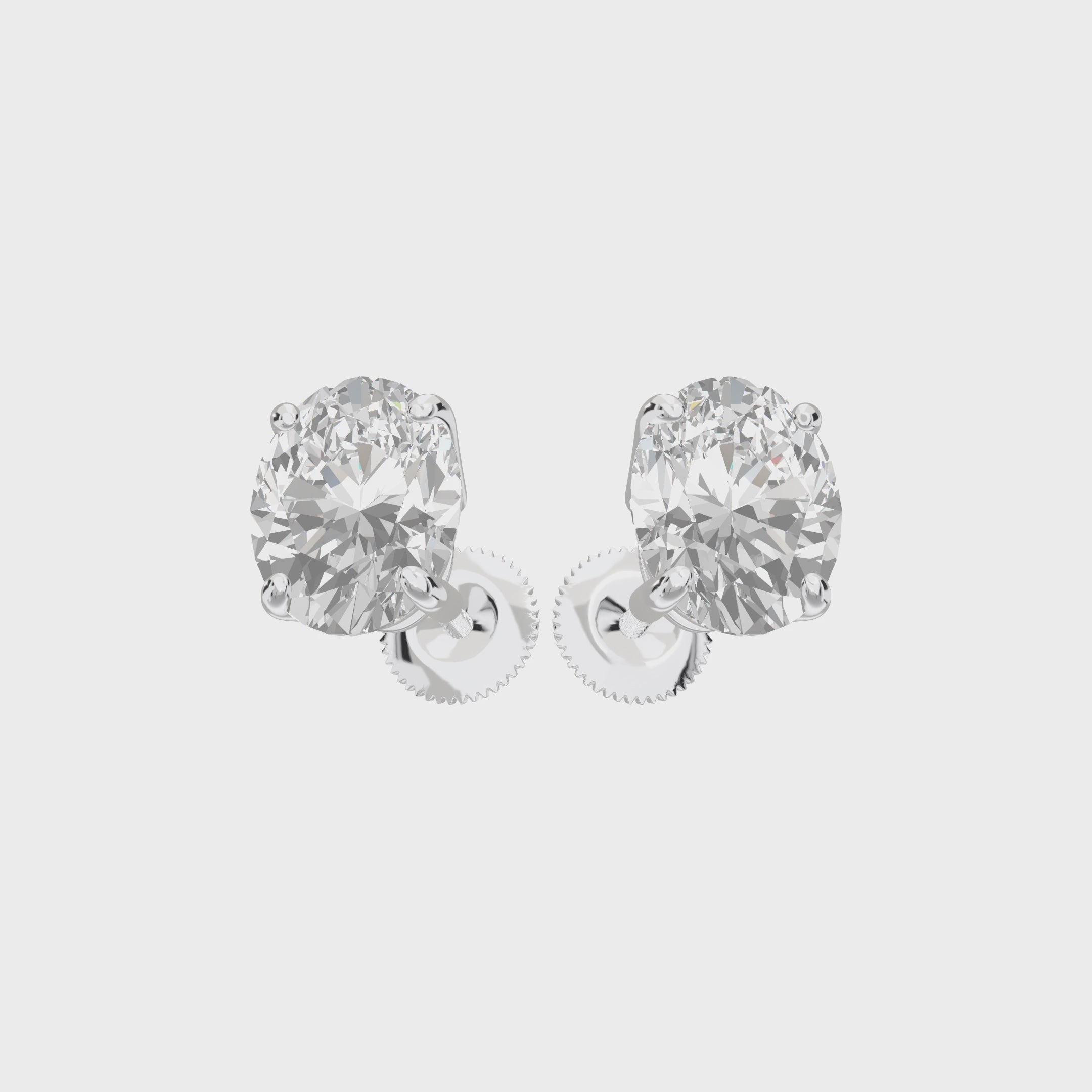 Eve Oval Radiant Four-Prong Basket Stud — 360 view 3 ct