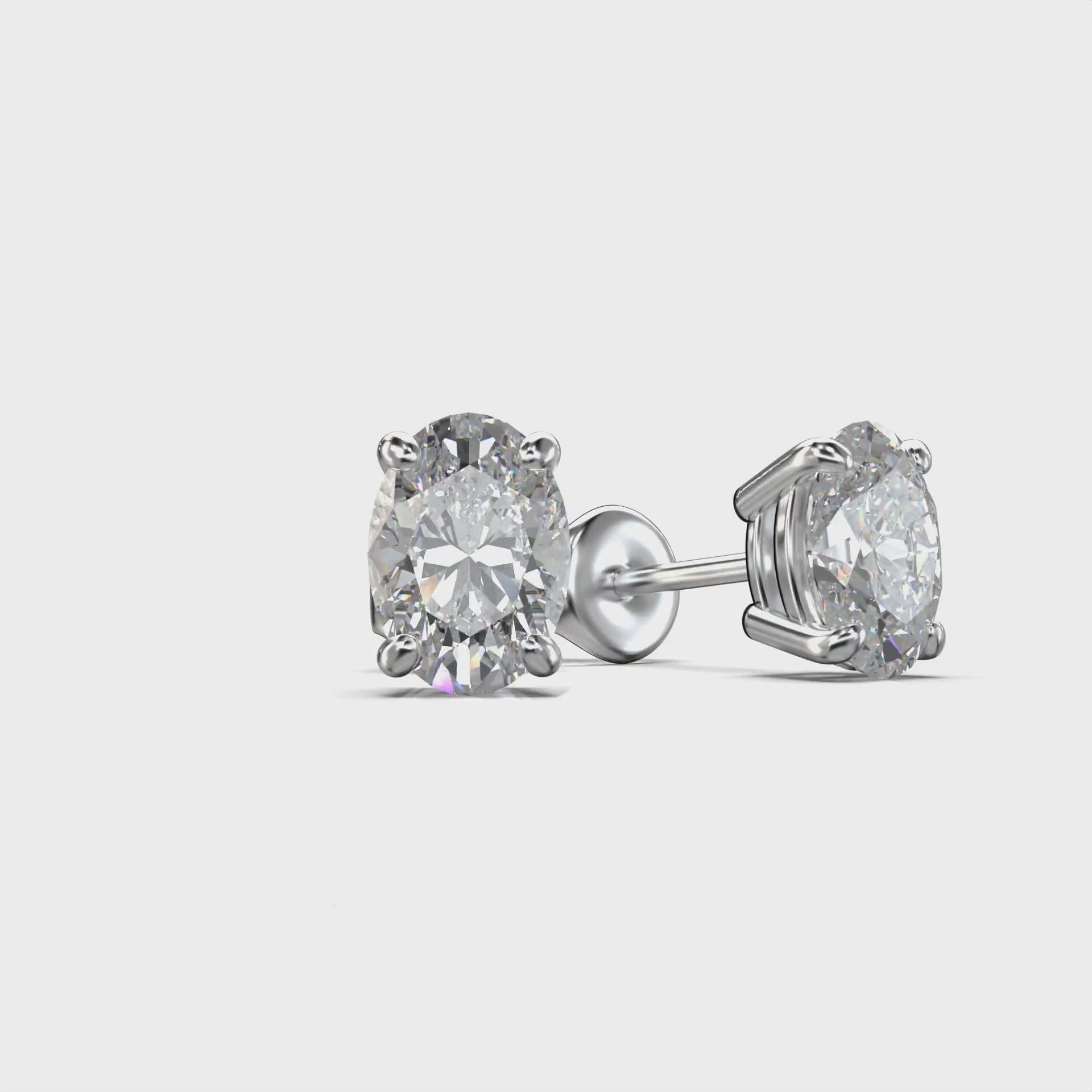 Meiara Eve Oval Radiant Four-Prong Basket Stud in 925 sterling silver