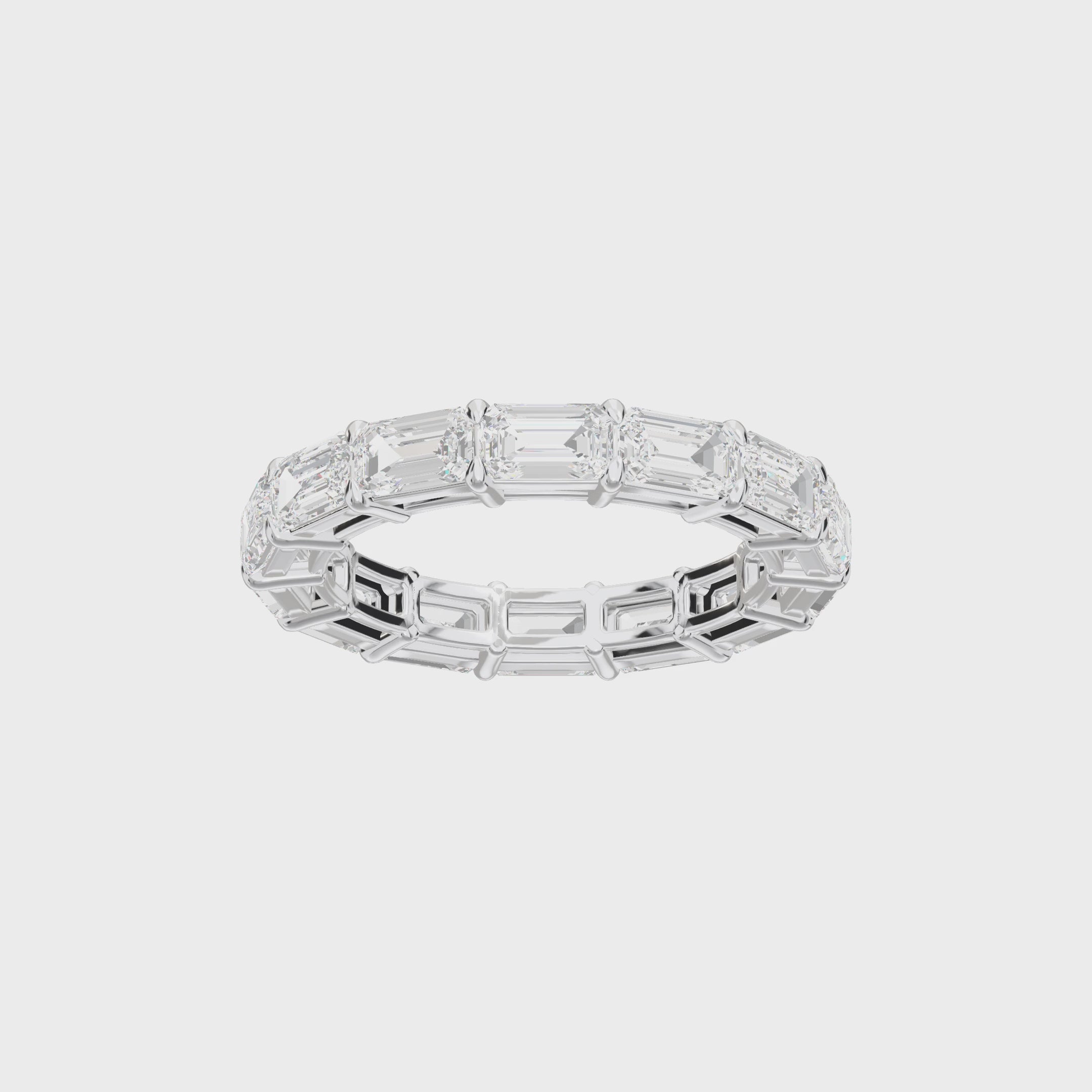Eve Emerald East-West Basket Eternity Band — 360 spin