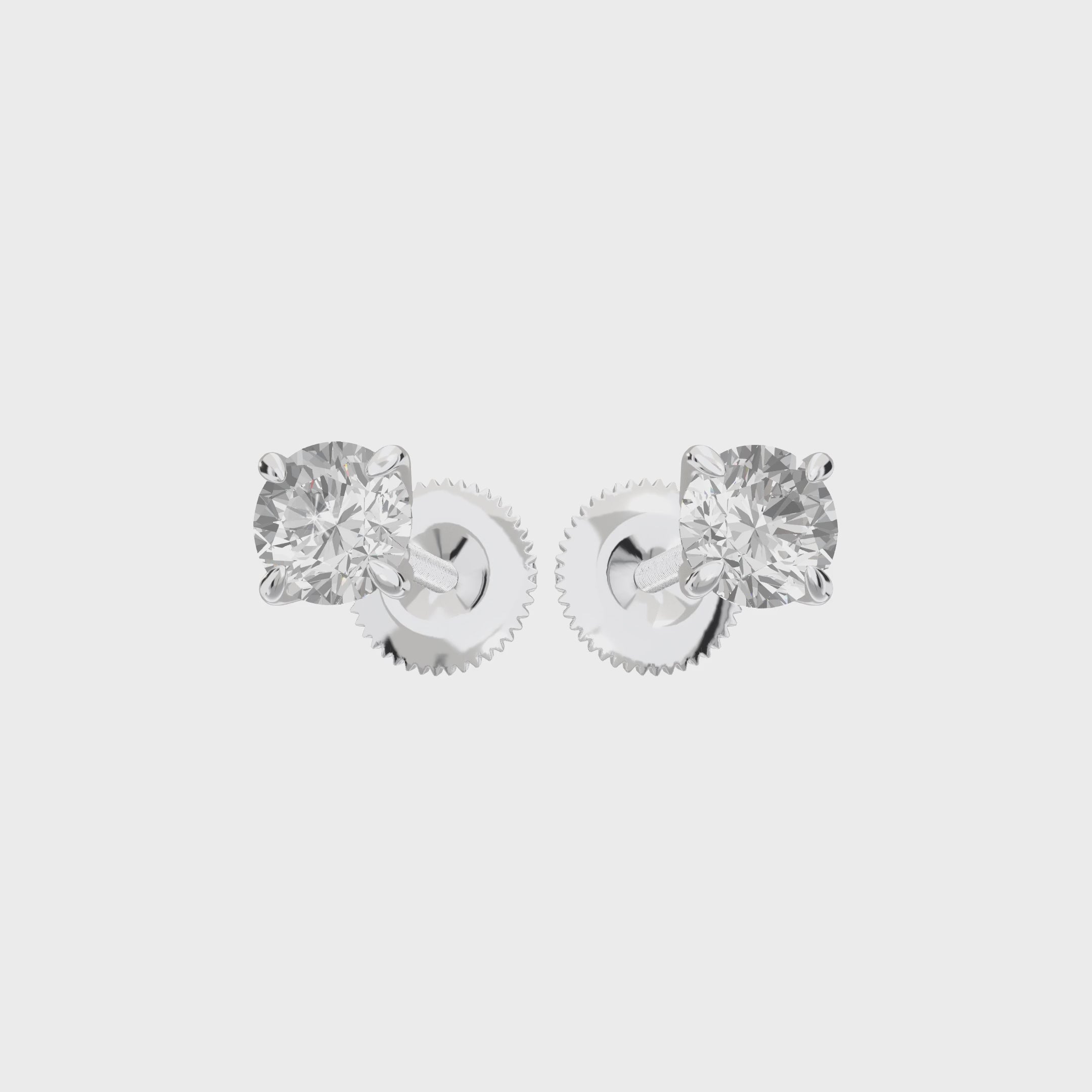 Eve Round Brilliant Four-Prong Basket Stud — 360 view 0.5 ct