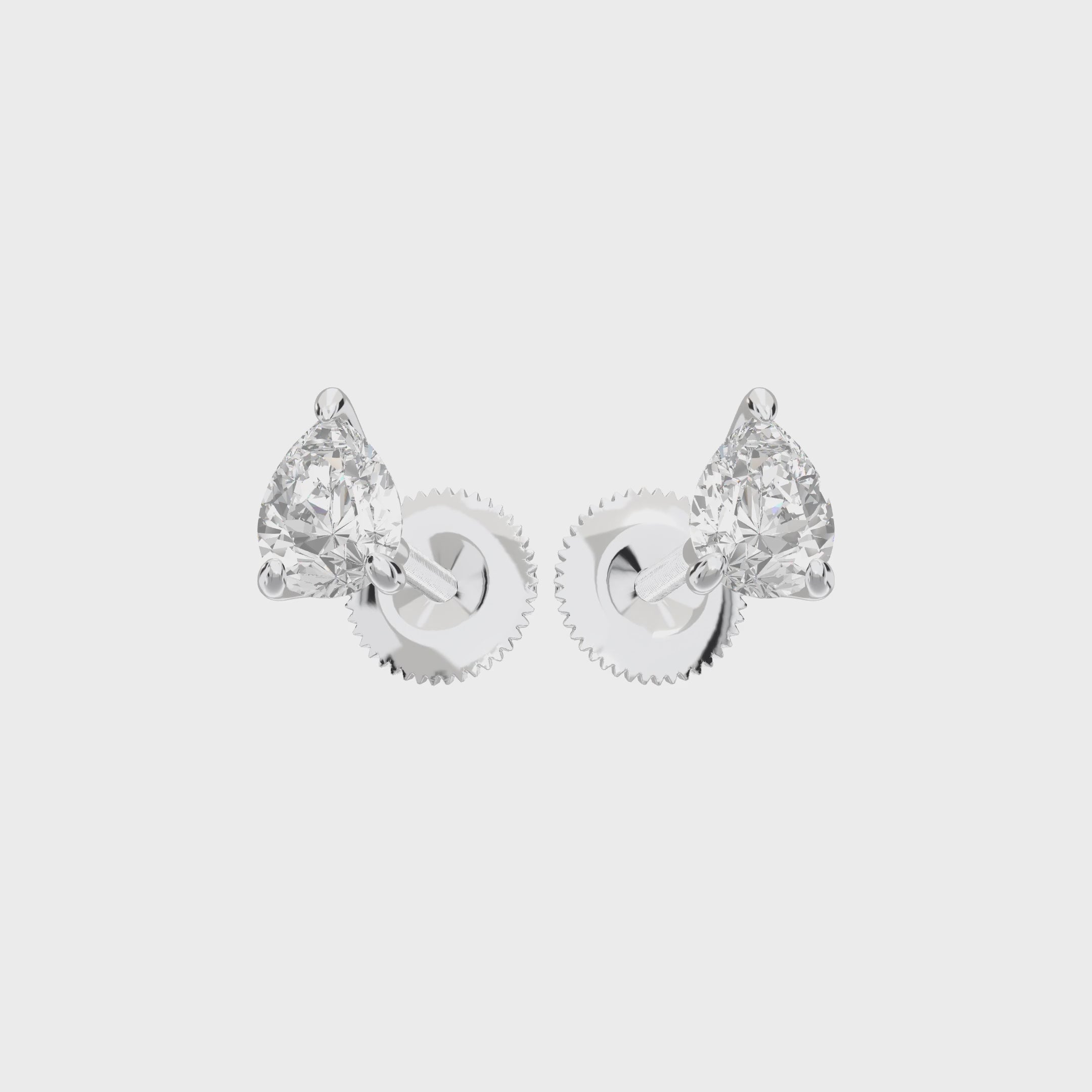 Eve Pear Radiant Three-Prong Martini Stud — 360 view 0.5 ct