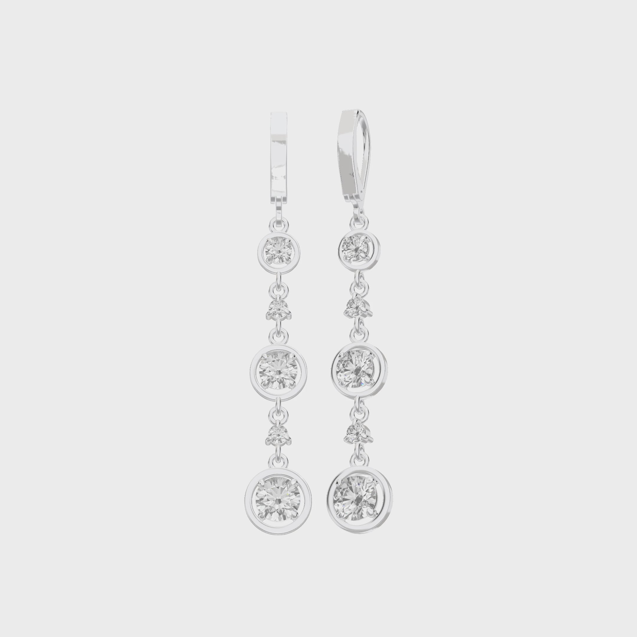 Aria Triple Tier Drop Earrings — 360 view