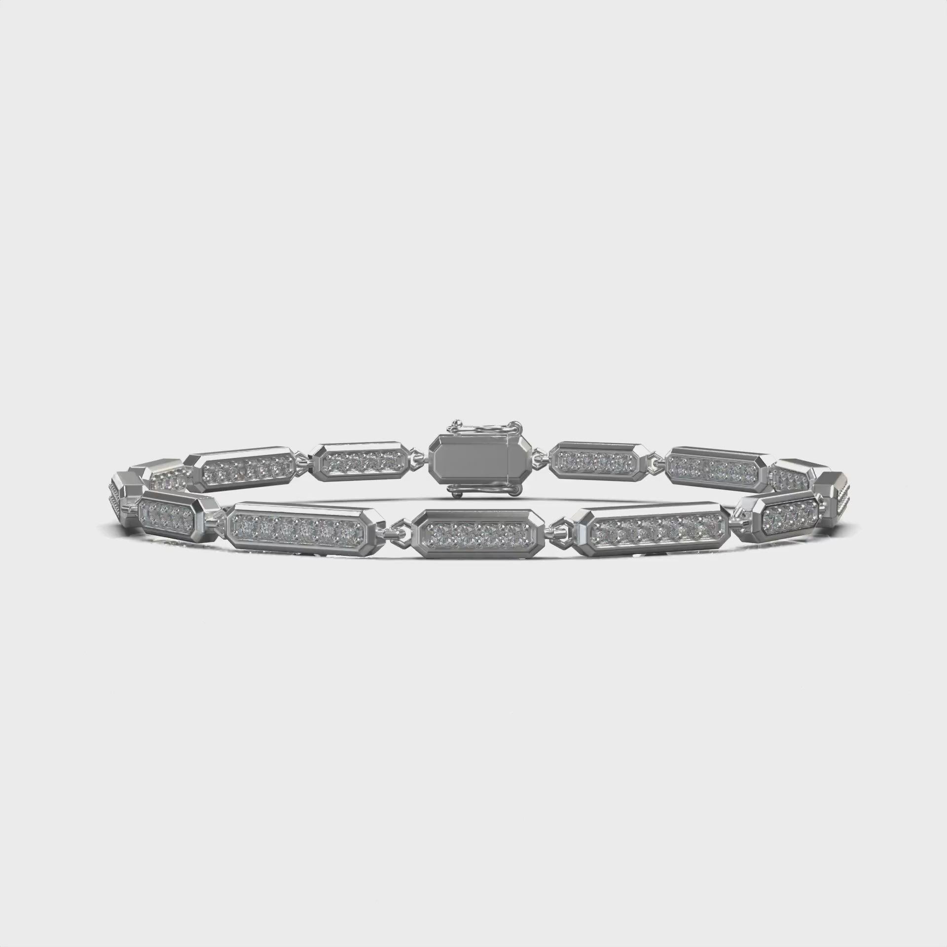 Castor Pavé Bar-Link Bracelet — 360 view