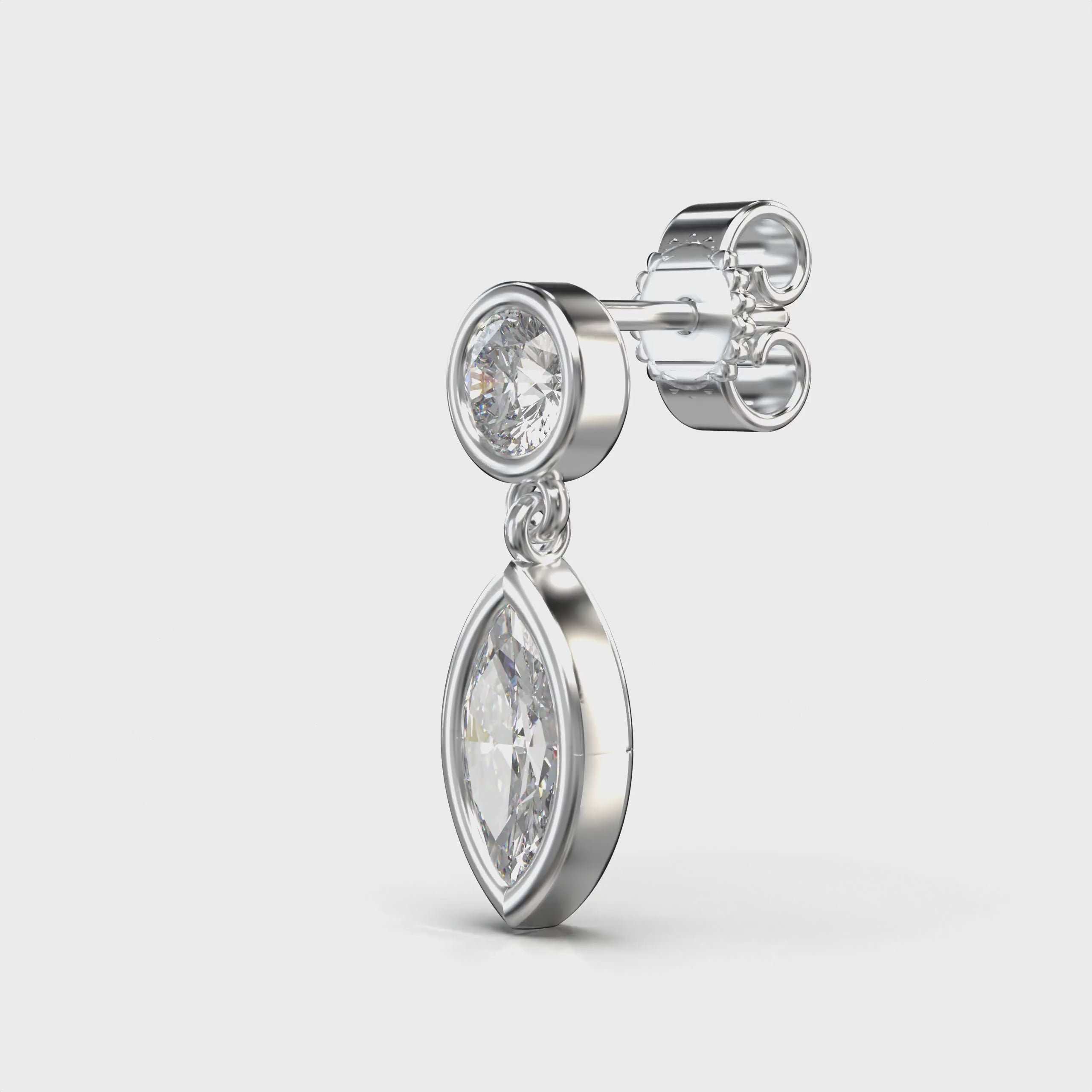 Aria Sleek Bezel Drop Earrings — 360 view
