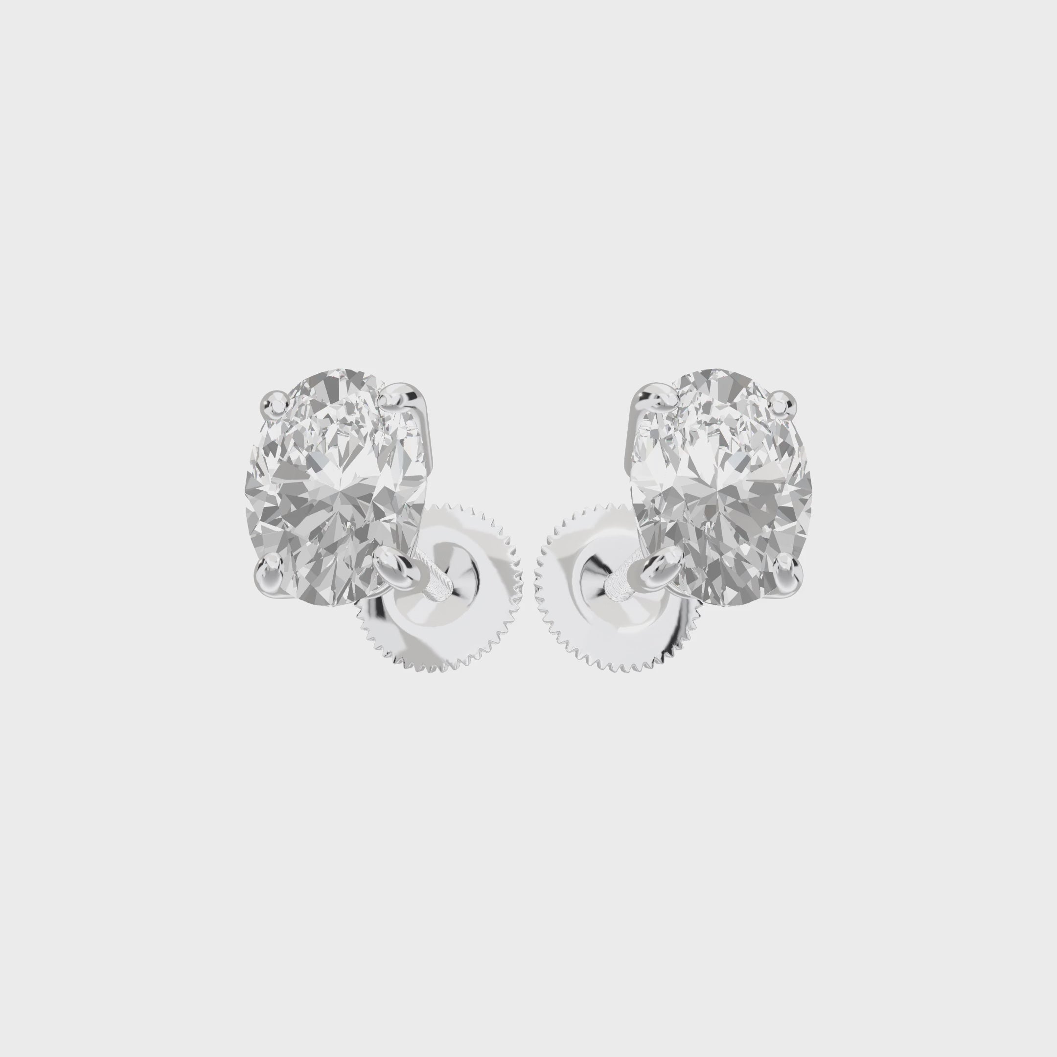 Eve Oval Radiant Four-Prong Basket Stud — 360 view 2 ct