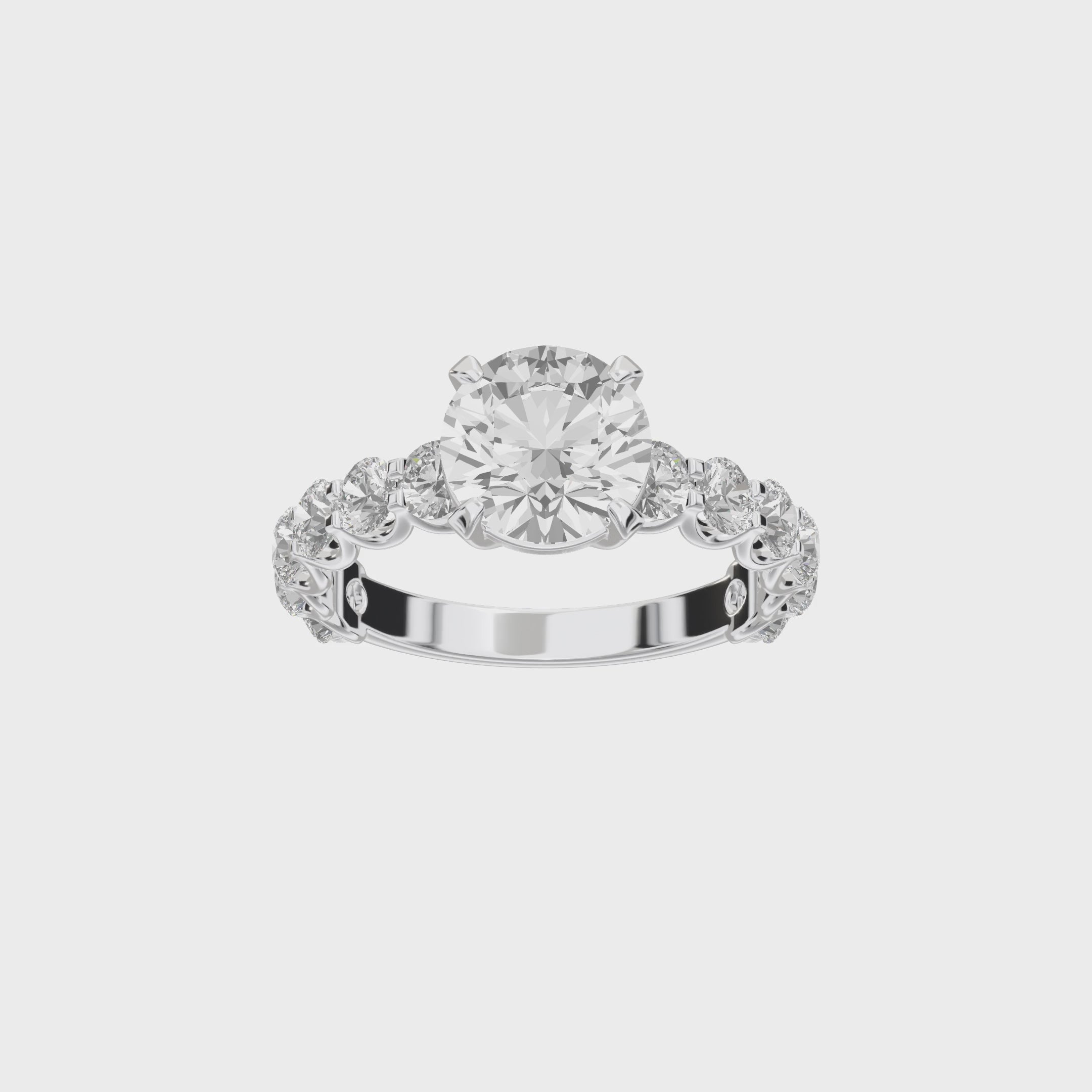 Eve Round Radiant Firecrest Engagement Ring — 360 spin