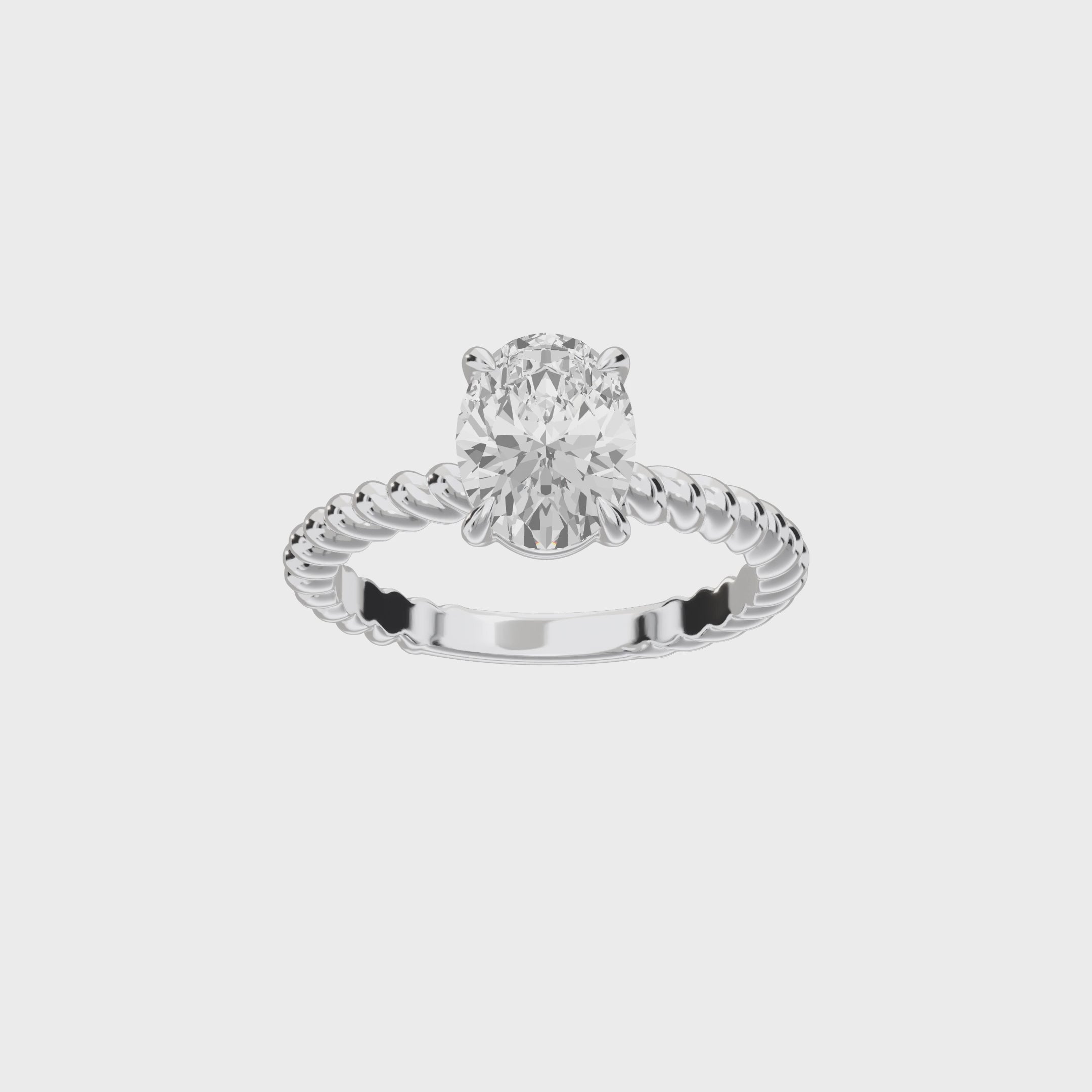 Eve Oval Classic Radiant Rope Solitaire — 360 spin