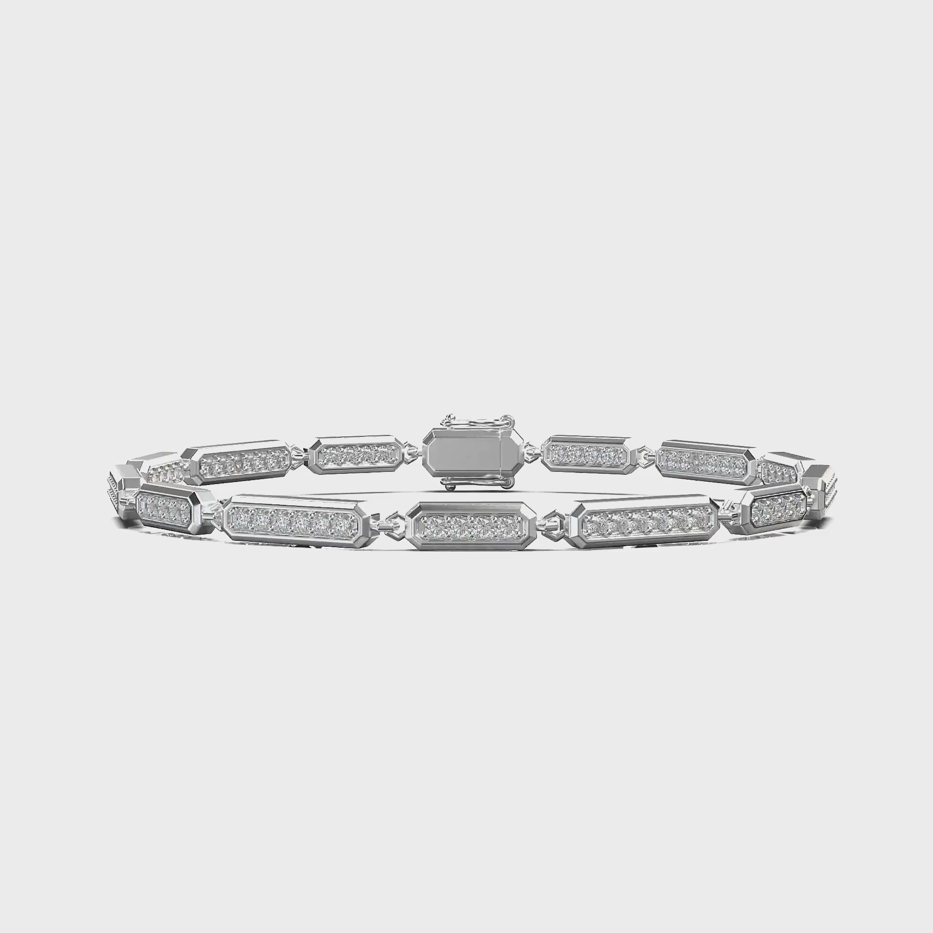 Castor Pavé Bar-Link Bracelet — 360 view