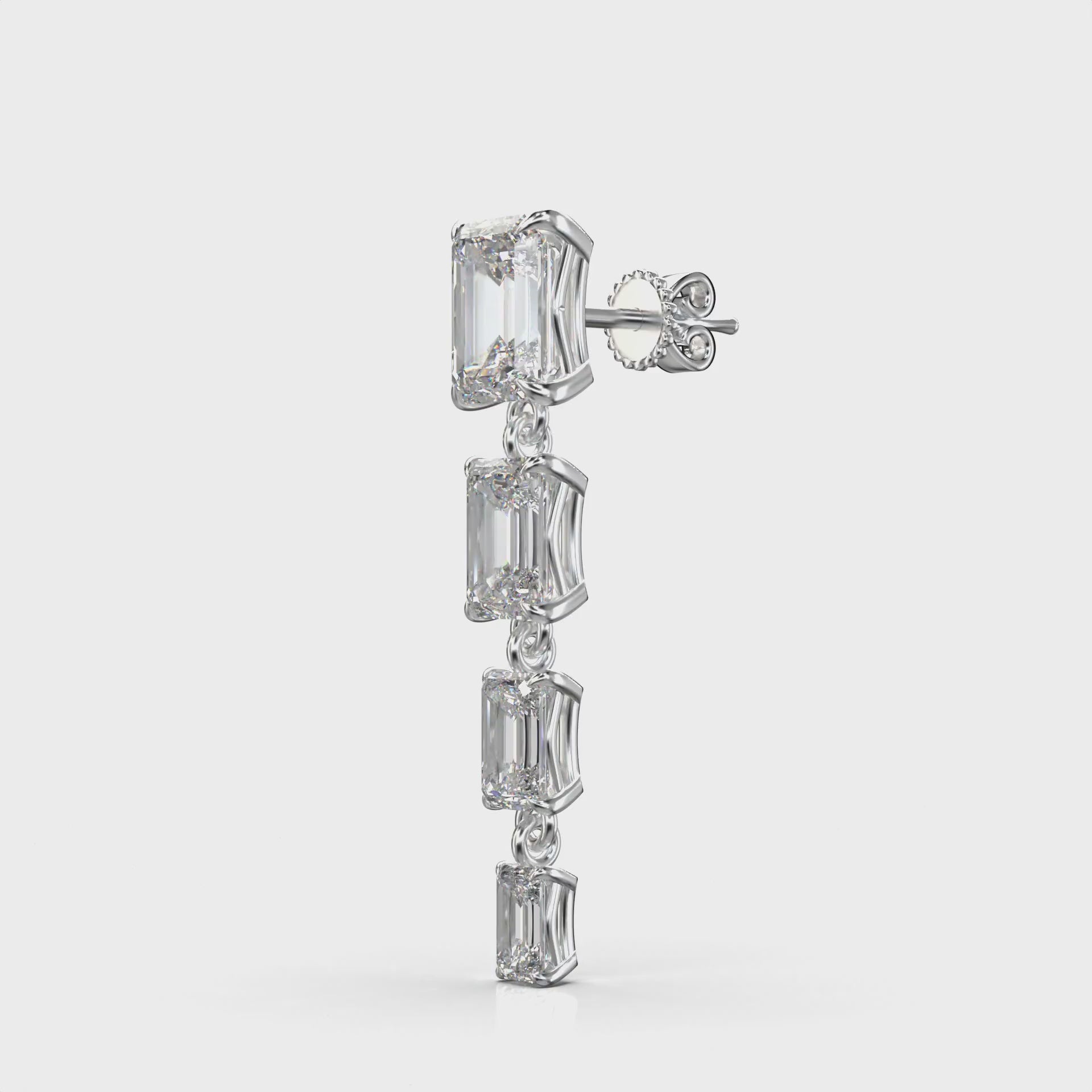 Aria Brilliant Four-Stone Graduated Drop Earrings — 360 view