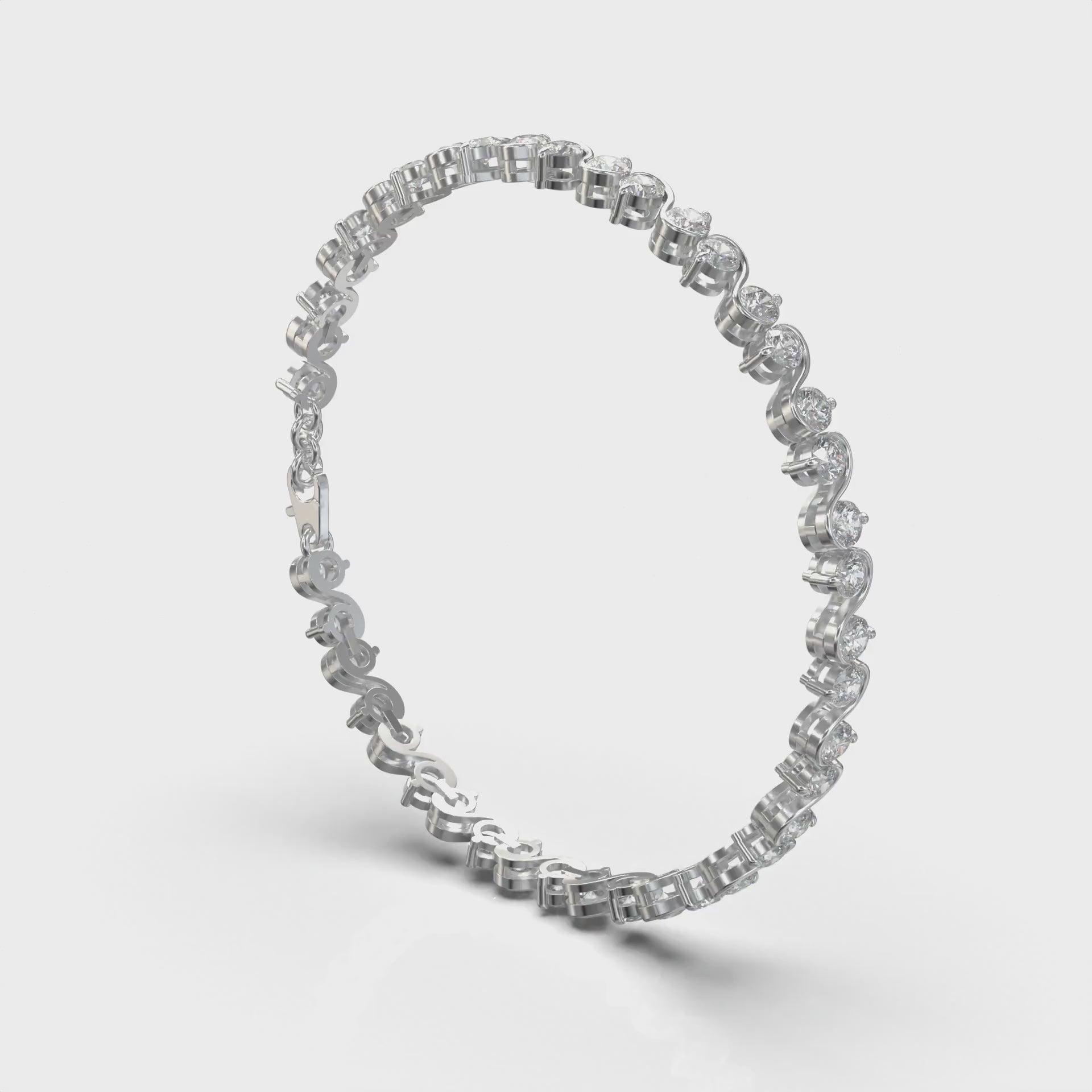 Mira Scroll-Set Line Bracelet — 360 view