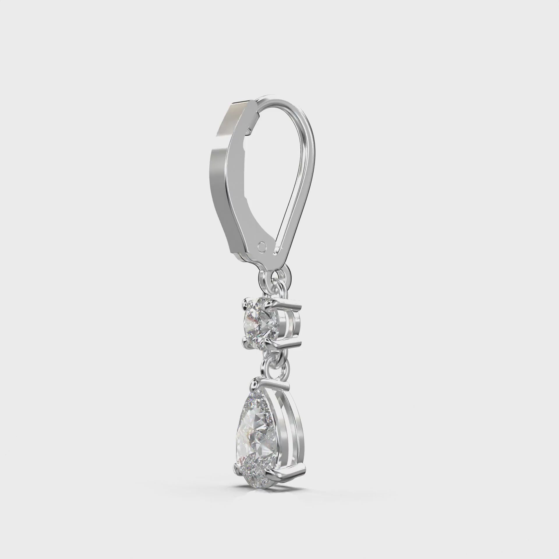 Aria Two Stone Classic Lback Drop Earrings — 360 view
