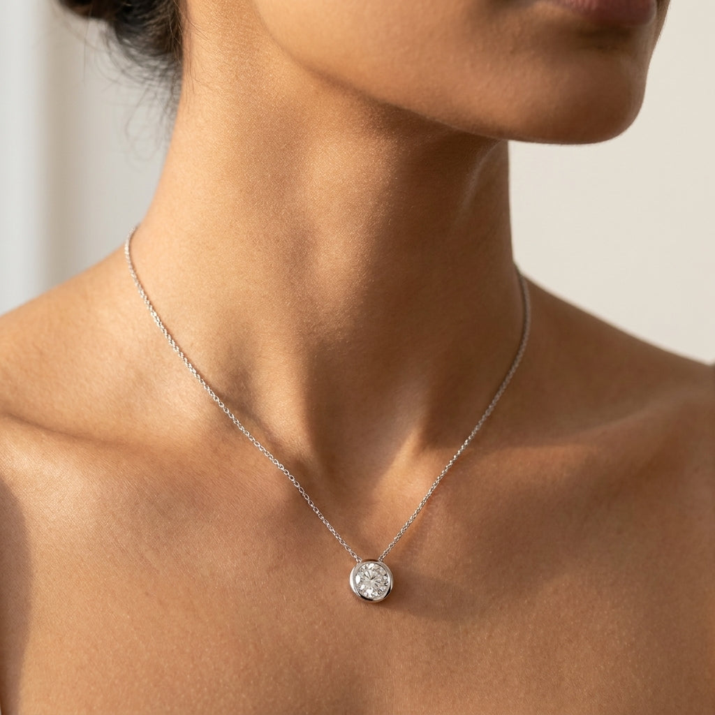 Meiara AI Lifestyle — Eve Round Brilliant Bezel Solitaire Pendant
