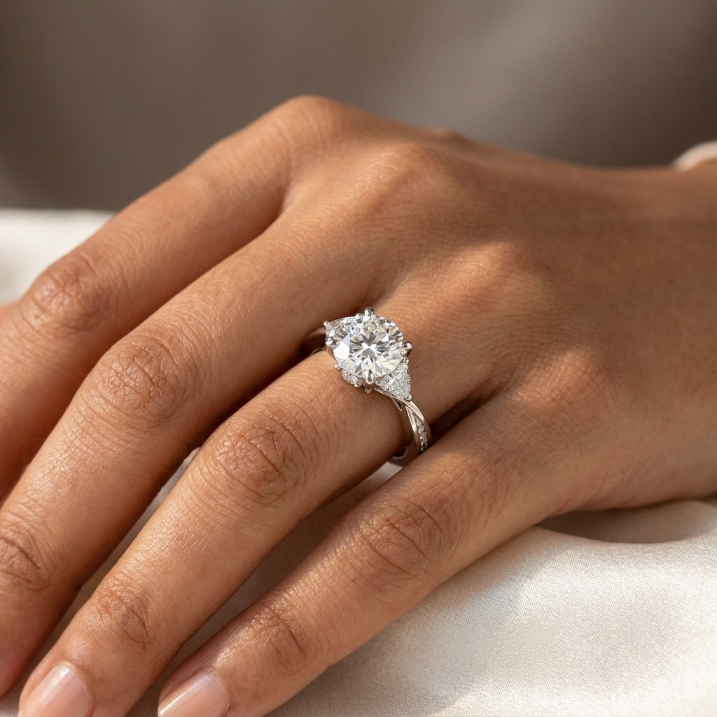 Meiara AI Lifestyle — Eve Round Radiant Three-Stone Ring