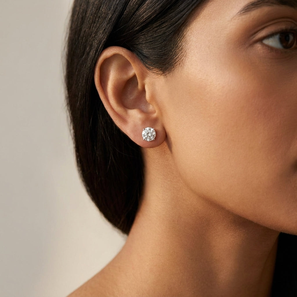 Meiara AI Lifestyle — Eve Round Brilliant Four-Prong Basket Stud