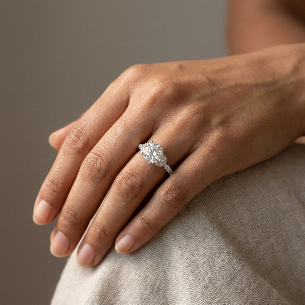 Meiara AI Lifestyle — Lume Round Three-Stone Ring