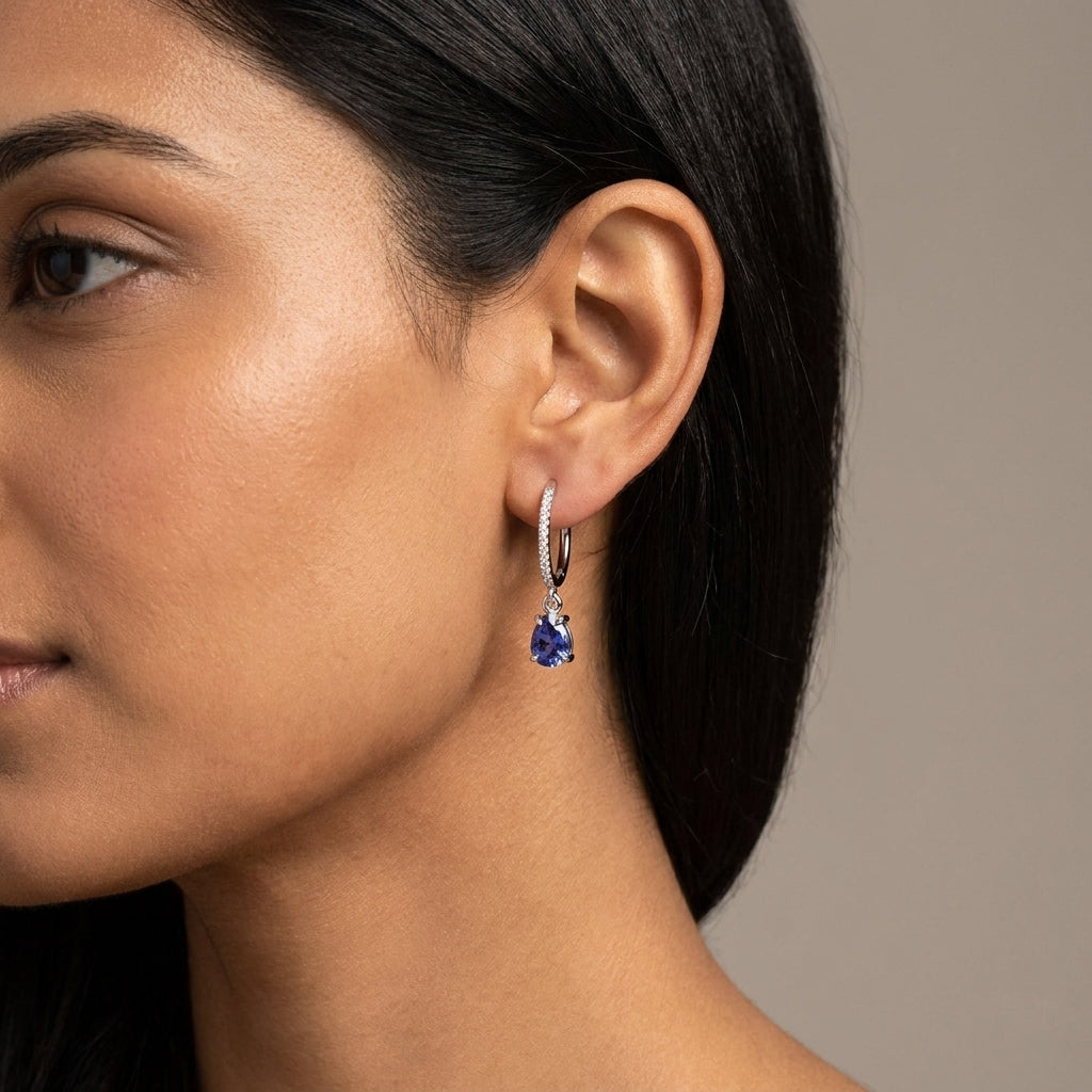 Meiara AI Lifestyle — Solis Sapphire Huggie Drop Earrings