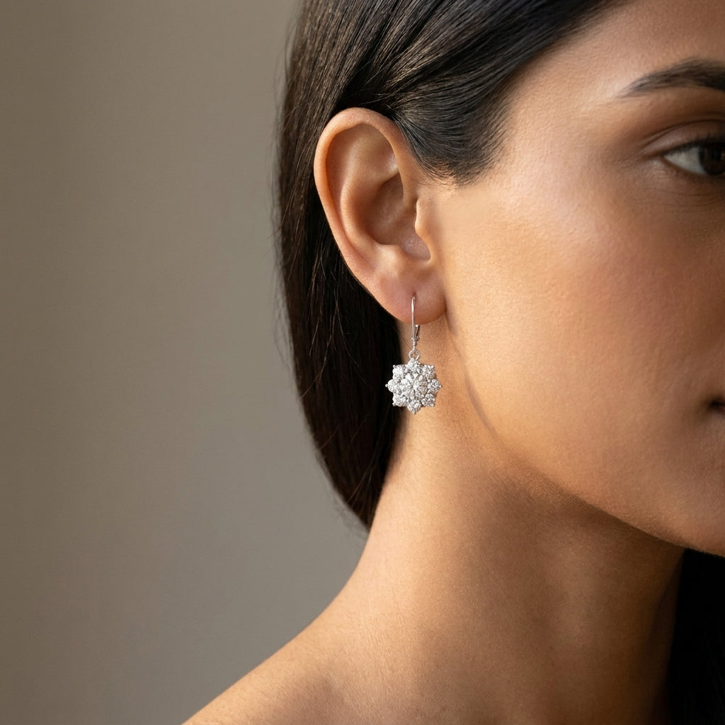 Meiara AI Lifestyle — Lyra Brilliant Cluster Halo Drop Earrings