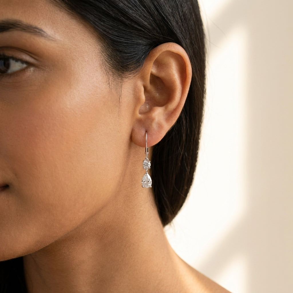 Meiara AI Lifestyle — Aria Two Stone Classic Lback Drop Earrings